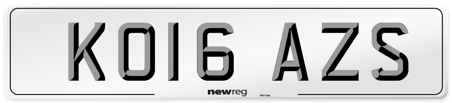 KO16 AZS Number Plate from New Reg